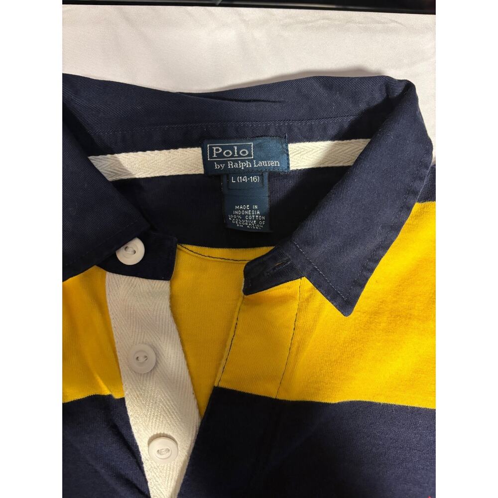 Polo Ralph Lauren Stripe Rugby, navy/yellow Size L (14-16) - Picture 2 of 5